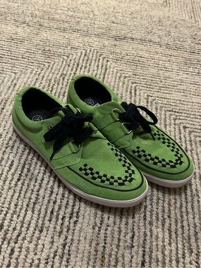 TUK Creeper Sneaker Men's Size 8 Green Black Suede Shoes Grunge Skate Punk
